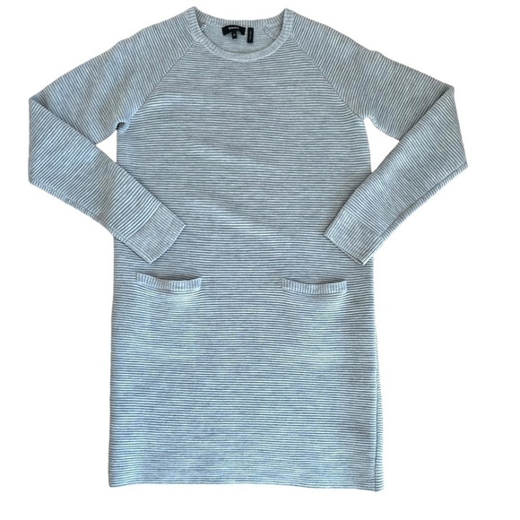 Theory women’s Noble crew grey wool blend long sleeve ribbed dress size medium - Picture 5 of 7